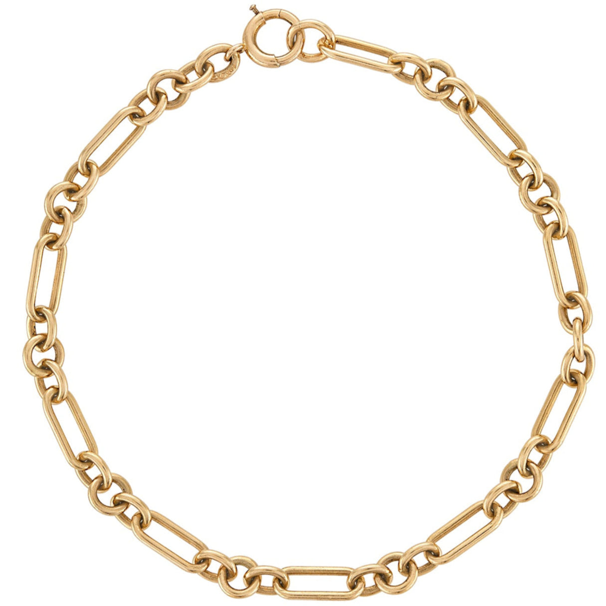 Vintage Oval Mixed Link 14k Gold Bracelet